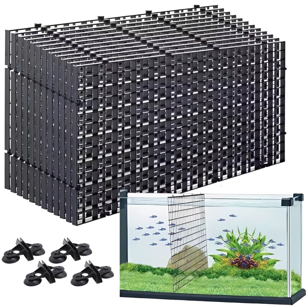 Tank Divider Mesh - 14個入り水槽グリッドディバイダー プラスチックメッシュセット 吸盤付き 魚の分離用 アクアスケープベースプレート YMY