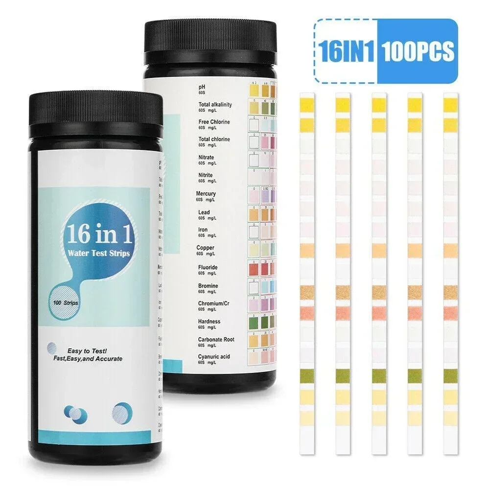 Aquarium Test Kit - ウォーターフロー付きテストストリップ,水族館キット,スイミングプール,16 in 1
