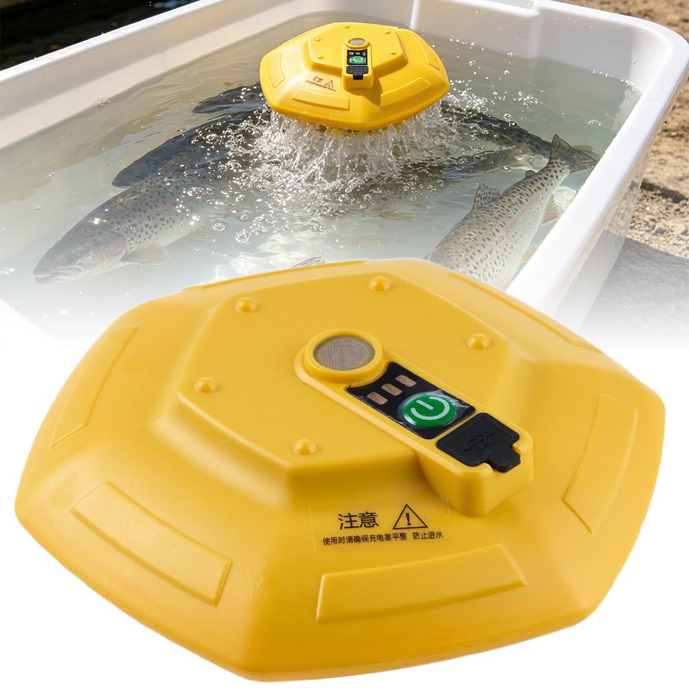 Aquarium Fish Marine - ポータブルフローティングフィッシュタンク酸素ポンプ、3000mAh充電式エアレーターIPX7防水、釣りや水槽用で最大14時間稼働