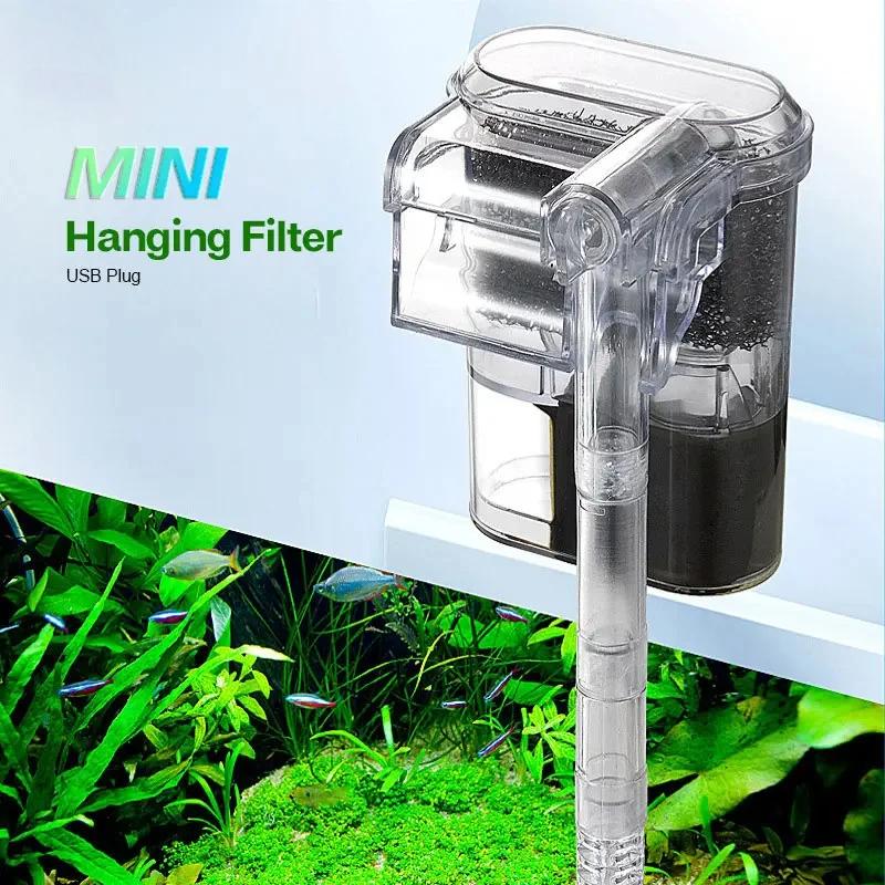 Aquarium Xl - HOMEFISH 新型水槽用サスペンドフィルター、ミニフィルター、USB、2.5W、250H/L、30cm以下の水槽やアクアリウムに適しています。