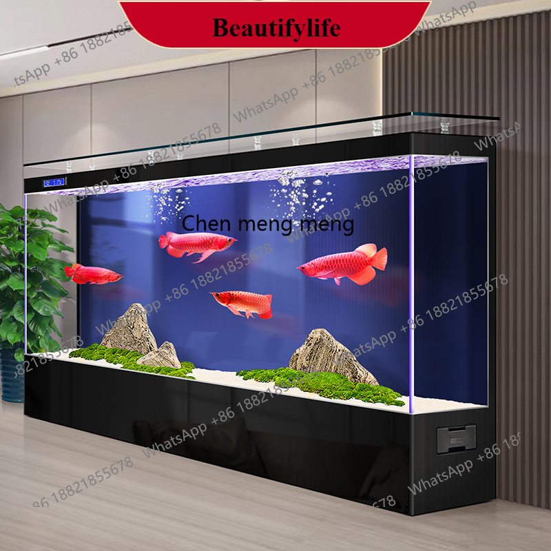 Aquarium Fish Goldfish - G153 生態水槽、リビングルームに置く大型超白ガラス、水換え不要、壁際の金魚水槽