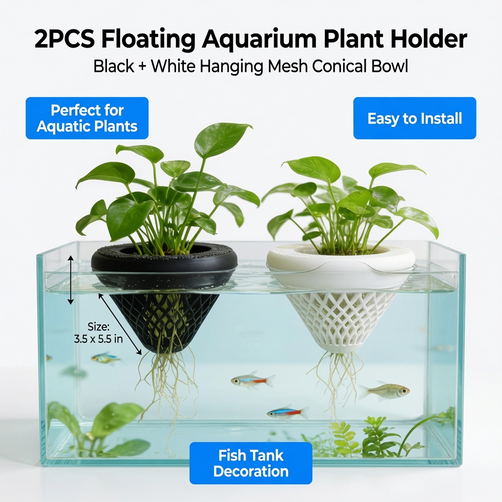 2個入りフローティングアクアリウムプラントホルダー、水槽用吊 - Aquarium Fish Cichlid のレビューと価格