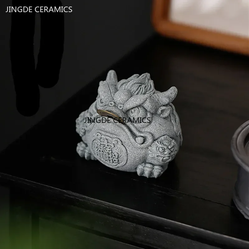 Fengshui-創造的な砂岩のティーペットの装飾,ゴールド - Fish Aquarium Home のレビューと価格