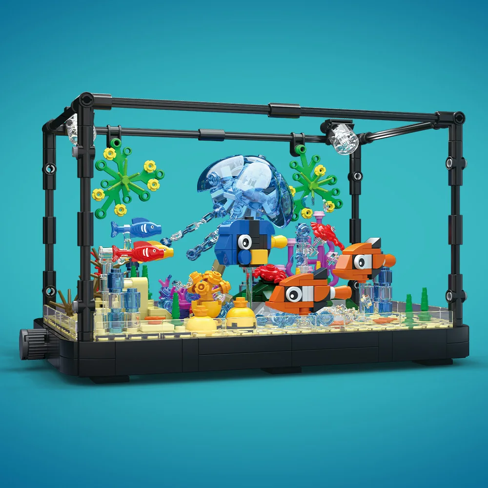 ライト付き水槽ビルディングブロックセット、水槽、海洋カメ、1 - Aquarium Fishing のレビューと価格