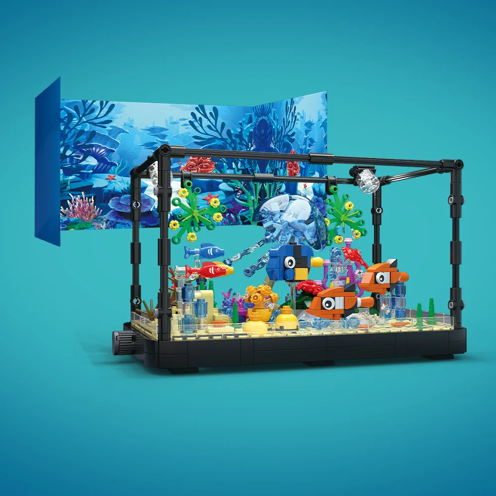 ライト付き水槽ビルディングブロックセット、水槽、海洋カメ、1 - Aquarium Fishing のレビューと価格