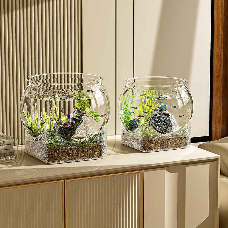 水槽水族館透明ラウンド観賞用ポータブル金魚金魚鉢プラスチック - Aquarium Fish Goldfish のレビューと価格