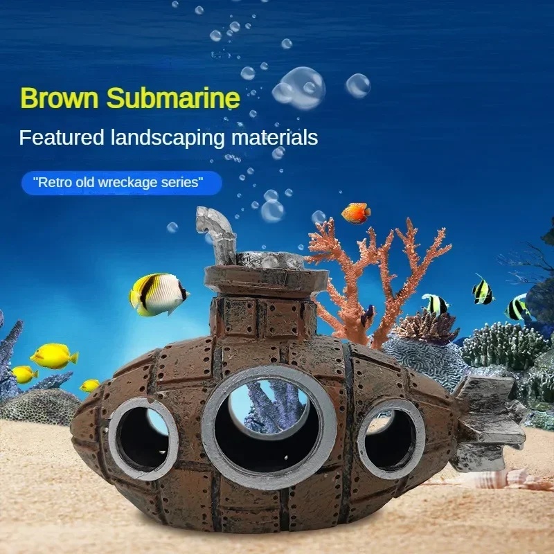 樹脂製潜水艦型オーナメント、水槽飾り、魚やエビの隠れ家、洞窟 - Aquarium Fish Cichlid のレビューと価格
