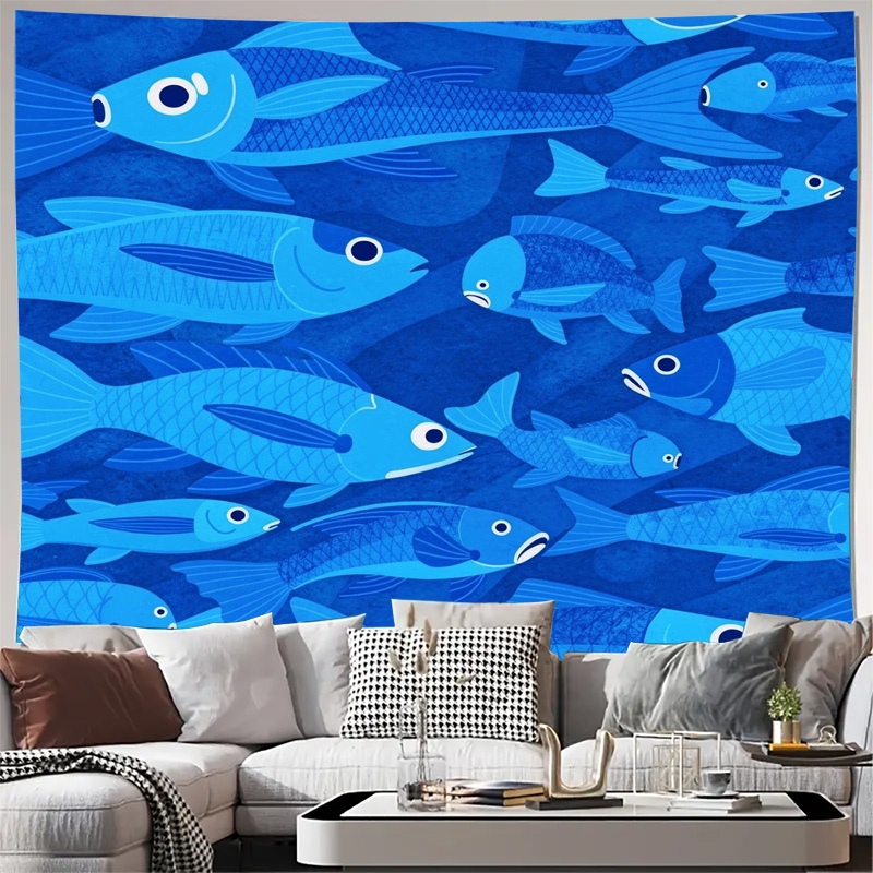 航海魚オーシャンパターンタペストリーブルー水中水族館壁掛け装 - Fish Aquarium Home のレビューと価格