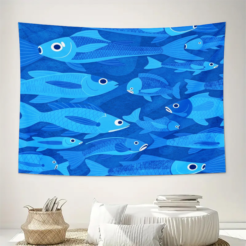 航海魚オーシャンパターンタペストリーブルー水中水族館壁掛け装 - Fish Aquarium Home のレビューと価格