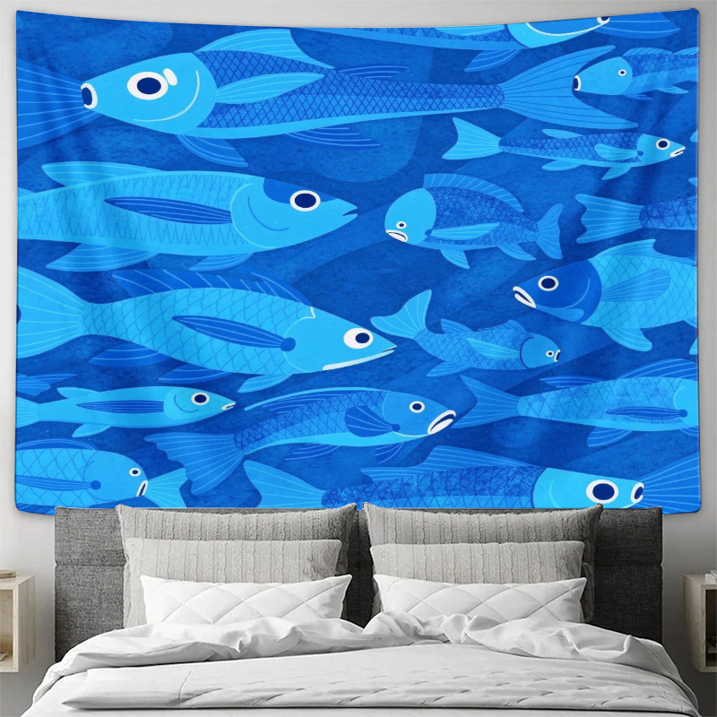 航海魚オーシャンパターンタペストリーブルー水中水族館壁掛け装 - Fish Aquarium Home のレビューと価格