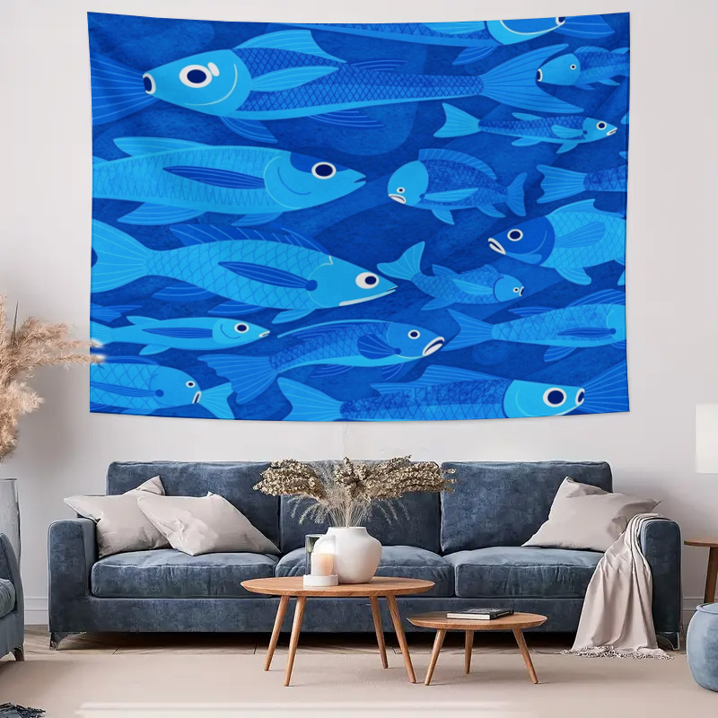 航海魚オーシャンパターンタペストリーブルー水中水族館壁掛け装 - Fish Aquarium Home のレビューと価格